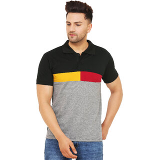 Elegant Men Leotude Men Black Color Block Cotton Blend T-Shirt 2025 at ShopCircuit | ONDC