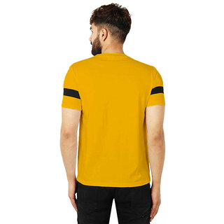 Premium Men Leotude Men Yellow Color Block Cotton Blend T-Shirt 2025 at ShopCircuit | ONDC
