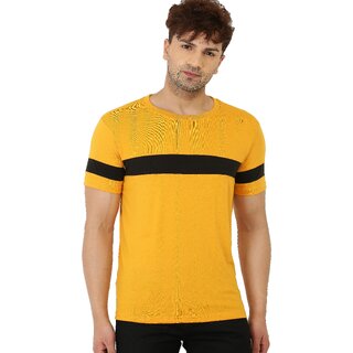 Modern Men Leotude Men Yellow Color Block Cotton Blend T-Shirt 2025 at ShopCircuit | ONDC