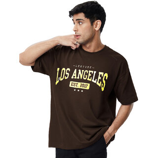 Premium Men Leotude Men Brown Printed Cotton Blend T-Shirt 2025 at ShopCircuit | ONDC