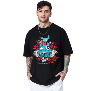 Premium Men Leotude Men Black Printed Cotton Blend T-Shirt 2025 at ShopCircuit | ONDC