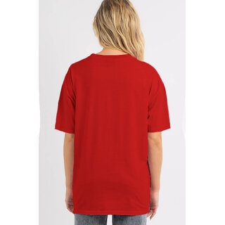Modern Women Leotude Red Printed Cotton Blend Round Neck Half Sleeve T-Shirts For Womens 2025 at