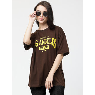 Sophisticated Women Leotude Brown Printed Cotton Blend Round Neck Half Sleeve T-Shirts For Women