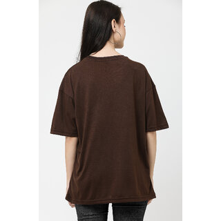 Sophisticated Women Leotude Brown Printed Cotton Blend Round Neck Half Sleeve T-Shirts For Women