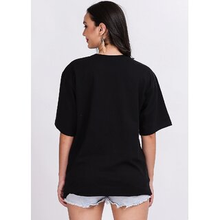 Elegant Women Leotude Black Printed Cotton Blend Round Neck Half Sleeve T-Shirts For Womens 2025