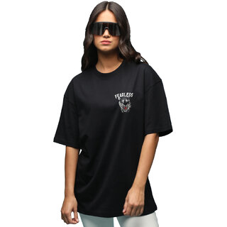 Premium Women Leotude Black Printed Cotton Blend Round Neck Half Sleeve T-Shirts For Womens 2025