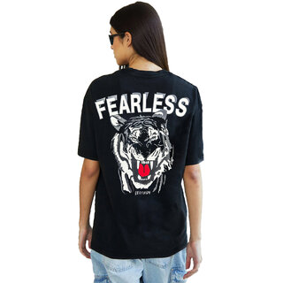 Chic Women Leotude Black Printed Cotton Blend Round Neck Half Sleeve T-Shirts For Womens 2025 at