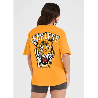 Stylish Women Leotude YELLOW Printed Cotton Blend Round Neck Half Sleeve T-Shirts For Womens 202