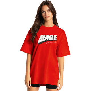 Stylish Women Leotude Red Printed Cotton Blend Round Neck Half Sleeve T-Shirts For Womens 2025 a