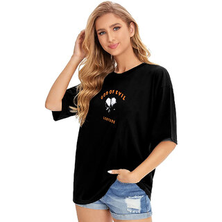 Modern Women Leotude Black Printed Cotton Blend Round Neck Half Sleeve T-Shirts For Womens 2025 