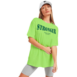 Sophisticated Women Leotude Green Printed Cotton Blend Round Neck Half Sleeve T-Shirts For Women