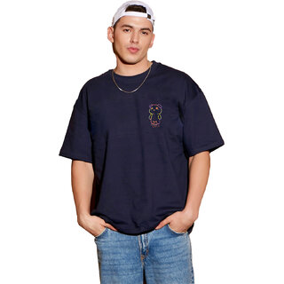 Sophisticated Men Leotude Men Navy Printed Cotton Blend T-Shirt 2025 at ShopCircuit | ONDC