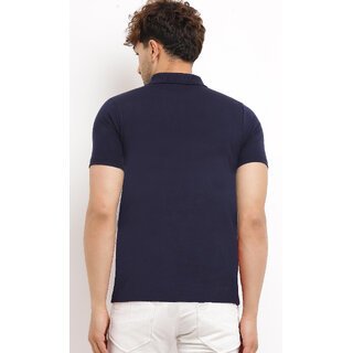 Chic Men Leotude Men Navy Color Block Cotton Blend T-Shirt 2025 at ShopCircuit | ONDC