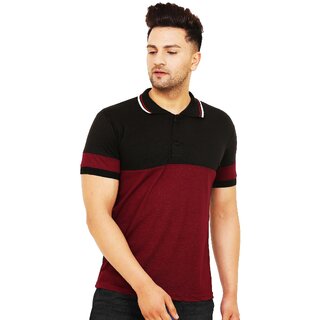 Affordable Men Leotude Men Maroon Color Block Cotton Blend T-Shirt 2025 at ShopCircuit | ONDC