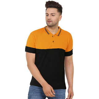 Luxurious Men Leotude Men Mustard Color Block Cotton Blend T-Shirt 2025 at ShopCircuit | ONDC