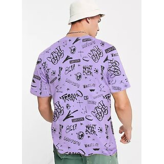 Chic Men Leotude Men Purple Printed Cotton Blend Casual T-Shirt 2025 at ShopCircuit | ONDC