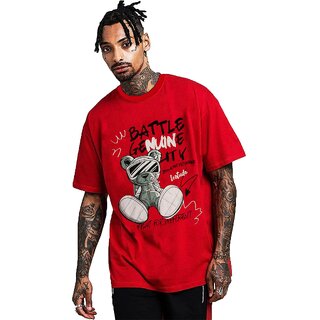 Affordable Men Leotude Men Red Printed Cotton Blend T-Shirt 2025 at ShopCircuit | ONDC
