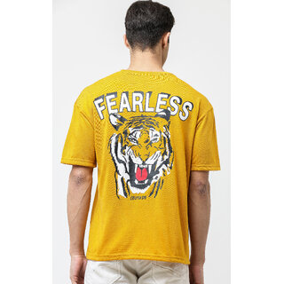 Best Men Leotude Men Mustard Printed Cotton Blend T-Shirt 2025 at ShopCircuit | ONDC