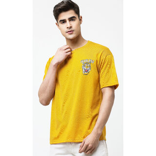 Best Men Leotude Men Mustard Printed Cotton Blend T-Shirt 2025 at ShopCircuit | ONDC