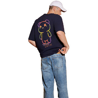 Sophisticated Men Leotude Men Navy Printed Cotton Blend T-Shirt 2025 at ShopCircuit | ONDC