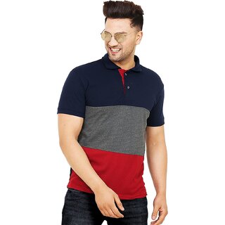 Chic Men Leotude Men Navy Color Block Cotton Blend T-Shirt 2025 at ShopCircuit | ONDC