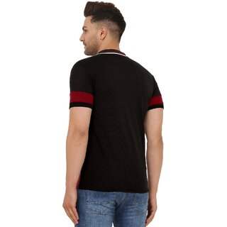 Affordable Men Leotude Men Maroon Color Block Cotton Blend T-Shirt 2025 at ShopCircuit | ONDC
