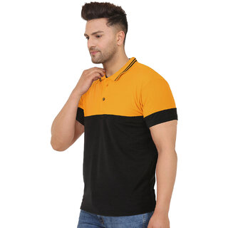 Luxurious Men Leotude Men Mustard Color Block Cotton Blend T-Shirt 2025 at ShopCircuit | ONDC