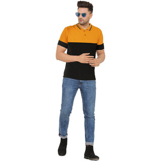 Luxurious Men Leotude Men Mustard Color Block Cotton Blend T-Shirt 2025 at ShopCircuit | ONDC