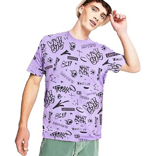 Chic Men Leotude Men Purple Printed Cotton Blend Casual T-Shirt 2025 at ShopCircuit | ONDC
