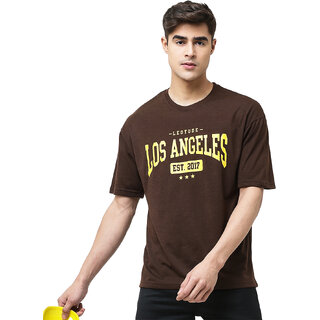 Premium Men Leotude Men Brown Printed Cotton Blend T-Shirt 2025 at ShopCircuit | ONDC