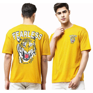 Best Men Leotude Men Mustard Printed Cotton Blend T-Shirt 2025 at ShopCircuit | ONDC