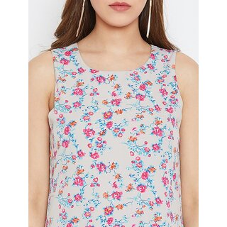 Chic Women Purys Grey Floral Printed Sleeveless Maxi Dress for Woemen 2025 at ShopCircuit | ONDC