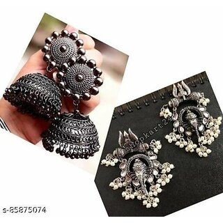 Elite Chunky Oxidised Women Earrings  Studs - Earrings | Buy online on ZillyBuy