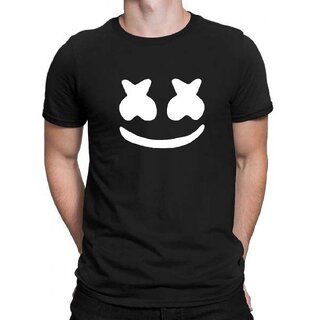 Latest Men HIT SQUARE Marshmello logo Black Pure Cotton Round Neck Printed For Men 2025 at ShopC