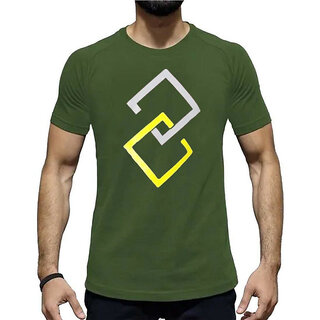 Modern Men HIT SQUARE Olive Pure Cotton Round Neck Printed For Men 2025 at ShopCircuit | ONDC