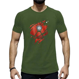 Elegant Men HIT SQUARE Olive Pure Cotton Round Neck Printed For Men 2025 at ShopCircuit | ONDC
