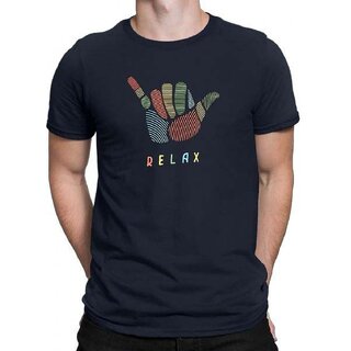 Luxurious Men HIT SQUARE Navy Blue Pure Cotton Round Neck Printed For Men 2025 at ShopCircuit | 