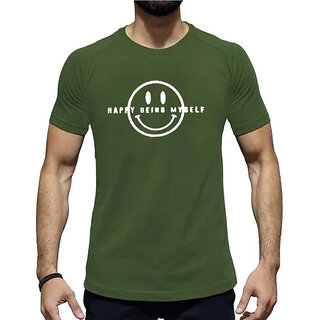 Trendy Men HIT SQUARE Olive Pure Cotton Round Neck Printed For Men 2025 at ShopCircuit | ONDC