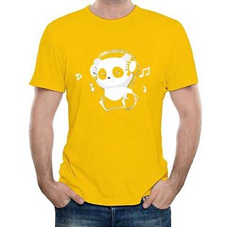 Chic Men HIT SQUARE Yellow Pure Cotton Round Neck Printed For Men 2025 at ShopCircuit | ONDC