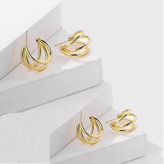 Pack of 2 Fashion Trendy Trihoops Earrings Stainless Steel Hoop Earring - Earrings | Buy online on ZillyBuy