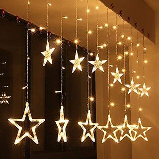 Lights with 8 Flashing Modes Decoration for Christmas, Wedding, Party, Home, Patio Lawn Warm White (138 Led-Star, Copper, Pack of