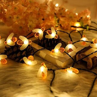 14 Led Honey Bee String Light, Plug-in Mode Garden Hanging Lamp Decorative for Party Wedding Christmas Decor Holiday Lighting (14 Led Warm White) - Electricals | Buy online on ZillyBuy