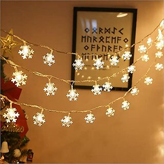14 Led Snow Flake String Light, Plug-in Mode Garden Hanging Lamp Decorative for Party Wedding Christmas Decor Holiday Lighting (14 Led Warm White) - Electricals | Buy online on ZillyBuy