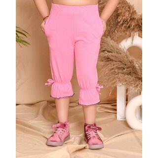 Chic Data - Not - Present Kids Cave Capri For Girls Casual Solid Cotton Blend (Pink Pack of 1) 2