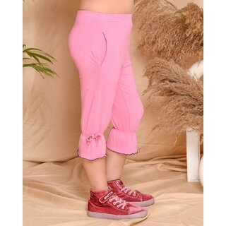 Chic Data - Not - Present Kids Cave Capri For Girls Casual Solid Cotton Blend (Pink Pack of 1) 2