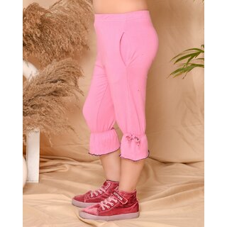 Chic Data - Not - Present Kids Cave Capri For Girls Casual Solid Cotton Blend (Pink Pack of 1) 2