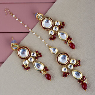 LUCKY JEWELLERY Designer Back Meena Gold Plated Kundan Maroon Color Tika Earring for Girls  women (408-J5E2K-1839-M) - Jewellery Sets | Buy online on ZillyBuy