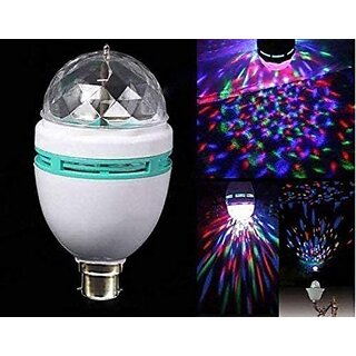 360 Degree Rotating Led Rotating Bulb Disco Led Light Lamp For Home Pooja Temple Party Home Diwali Decoration (Multi Colours)