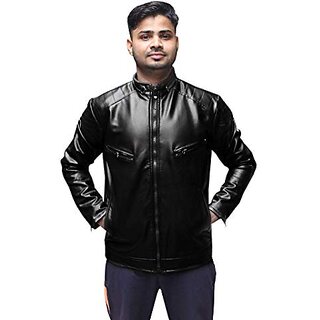 Alpha Faux Men Black Slim Fit Leather Jacket - Jackets & Coats | Buy online on ZillyBuy