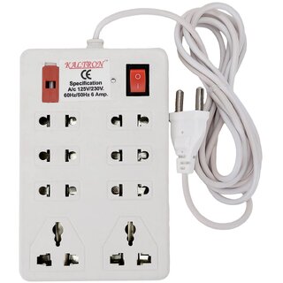 Multi Pin White Extension Board 8 Socket 1 Switches